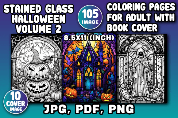Stained Glass Halloween Coloring Page V2