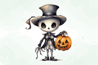 Cute Skeleton Halloween Clipart Graphic by Artistry Alley · Creative ...