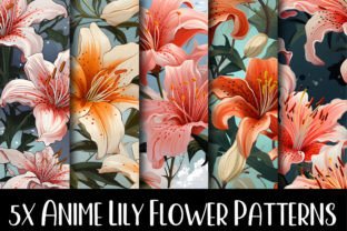 Anime Lily Flower Patterns Collection Graphic by Asad Jamil  Creative  Fabrica