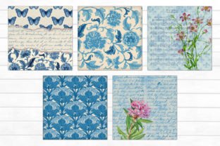 Blue Vintage Scrapbook Papers Graphic by Sabina Leja · Creative Fabrica