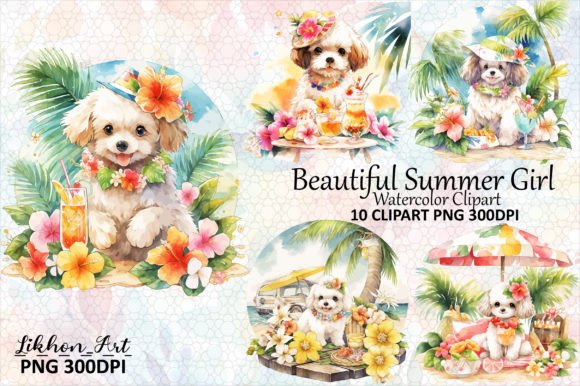 Cute Dog Picnic Watercolor Clipart Graphic Illustrations By likhon_art