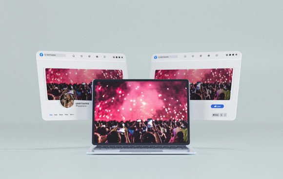 Laptop with Facebook Cover Page Mockup Grafik Social-Media-Posts Von sujhonsharma