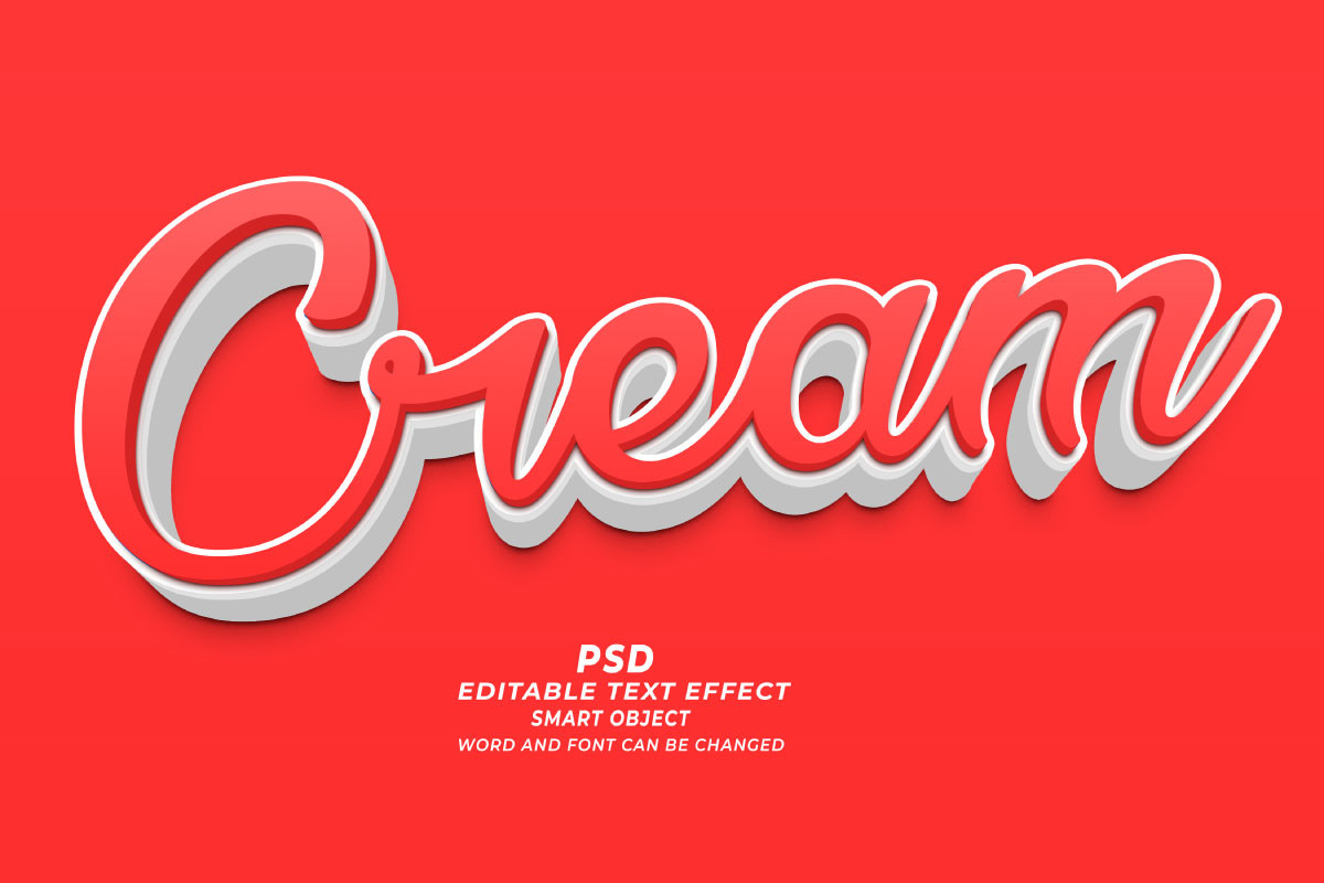 PSD 3D Cream Editable Text Effect Graphic by TrueVector · Creative Fabrica