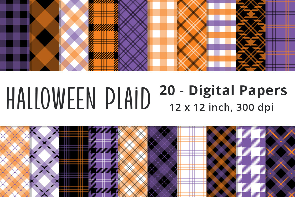 Seamless Halloween Plaid Digital Pattern
