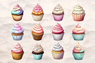 12 Watercolor Cupcakes Cliparts Graphic by jallydesign · Creative Fabrica