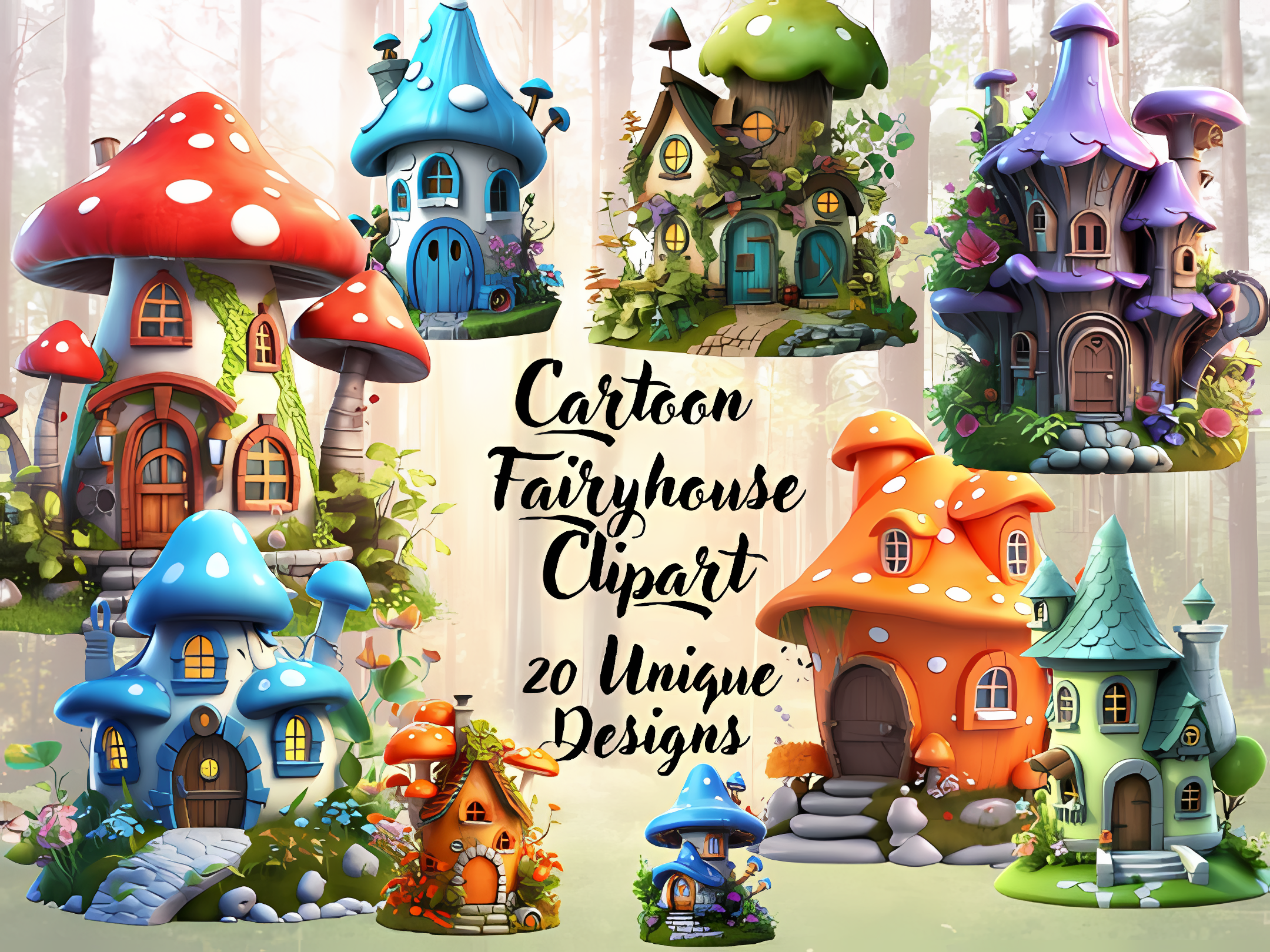 Cute Cartoon Comic Fairy House Clipart Graphic by RockOrange Arts ...