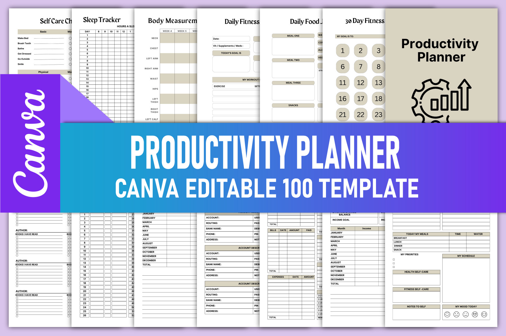 Editable Productivity Planner Canva KDP Graphic by rahimaartwork077 ...