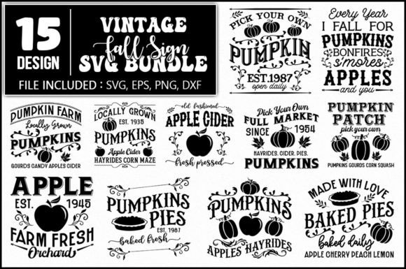 Vintage Fall Sign SVG Bundle Graphic Crafts By Extreme DesignArt