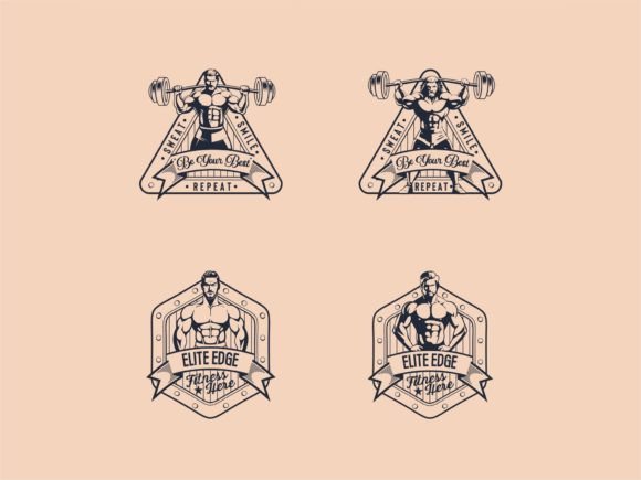 Vintage Fitness Man Gym Sport Logo Badge