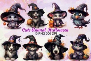 Cute Animal Halloween Clipart Bundle Graphic by Aice Studio · Creative ...