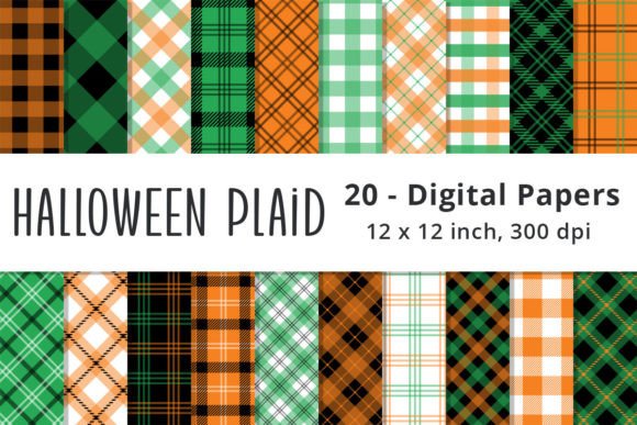 Seamless Halloween Plaid Digital Papers