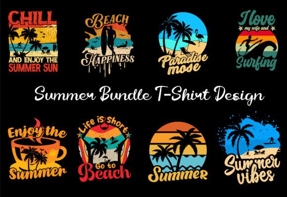 Summer Retro T-Shirt Design Bundle