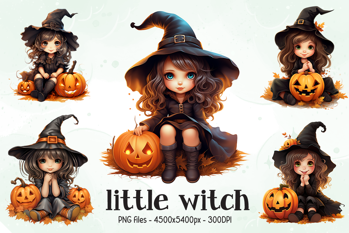 Halloween Little Witch Watercolor Graphic by Artistry Alley · Creative ...