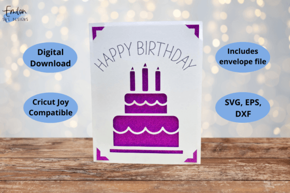 Happy Birthday Cake Insert Card Svg Graphics
