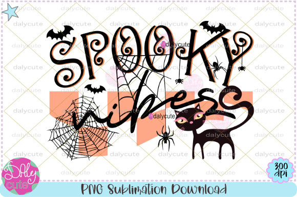 Spooky Vibes Retro Halloween Black Cat Graphic by WinnieArtDesign ...
