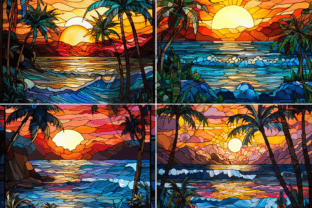 Tropical Sunset Stained Glass Paper Pack Graphic by Paper & Pattern ...