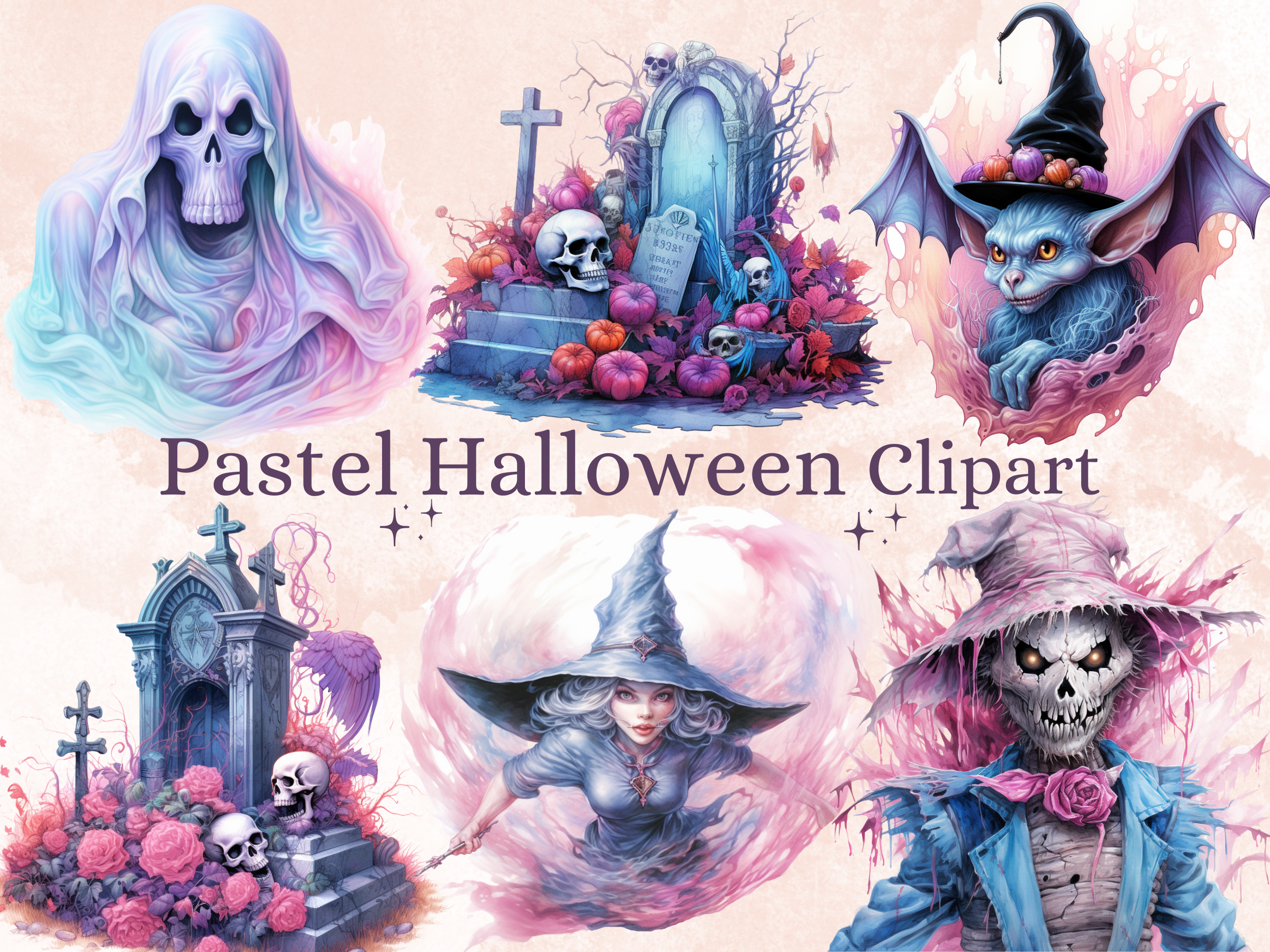 40 PNG Pastel Halloween Clipart Bundle Graphic by giraffecreativestudio ...