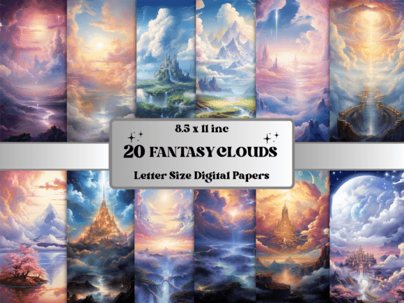 Fantasy Clouds Background Digital Paper