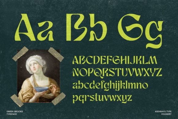 Green Brooks Font PNG with transparent background - Preview 2