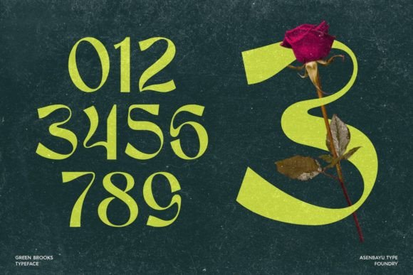 Green Brooks Font PNG with transparent background - Preview 3