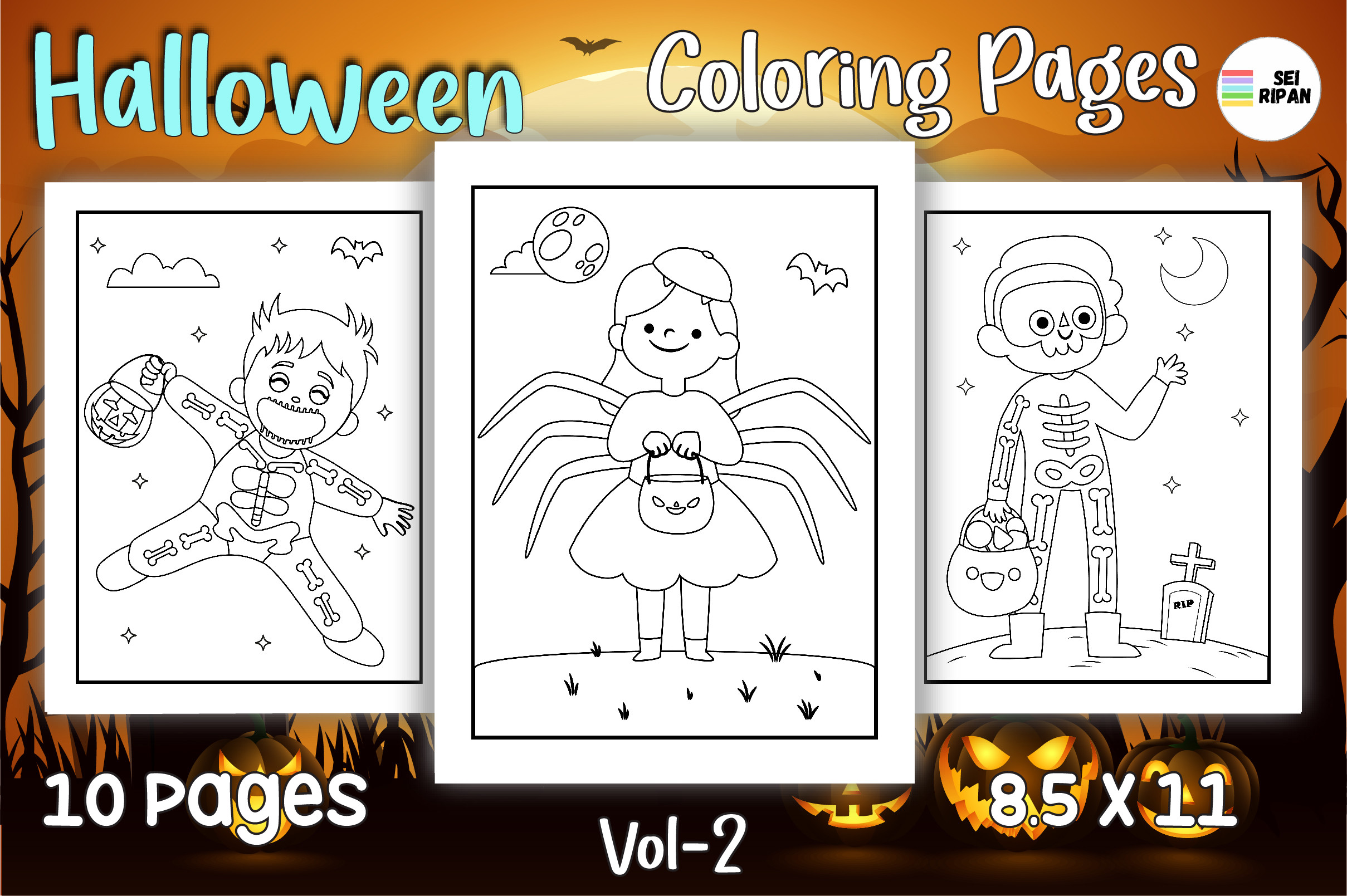 Halloween Coloring Page for Kids 02 Graphic by Sei Ripan · Creative Fabrica