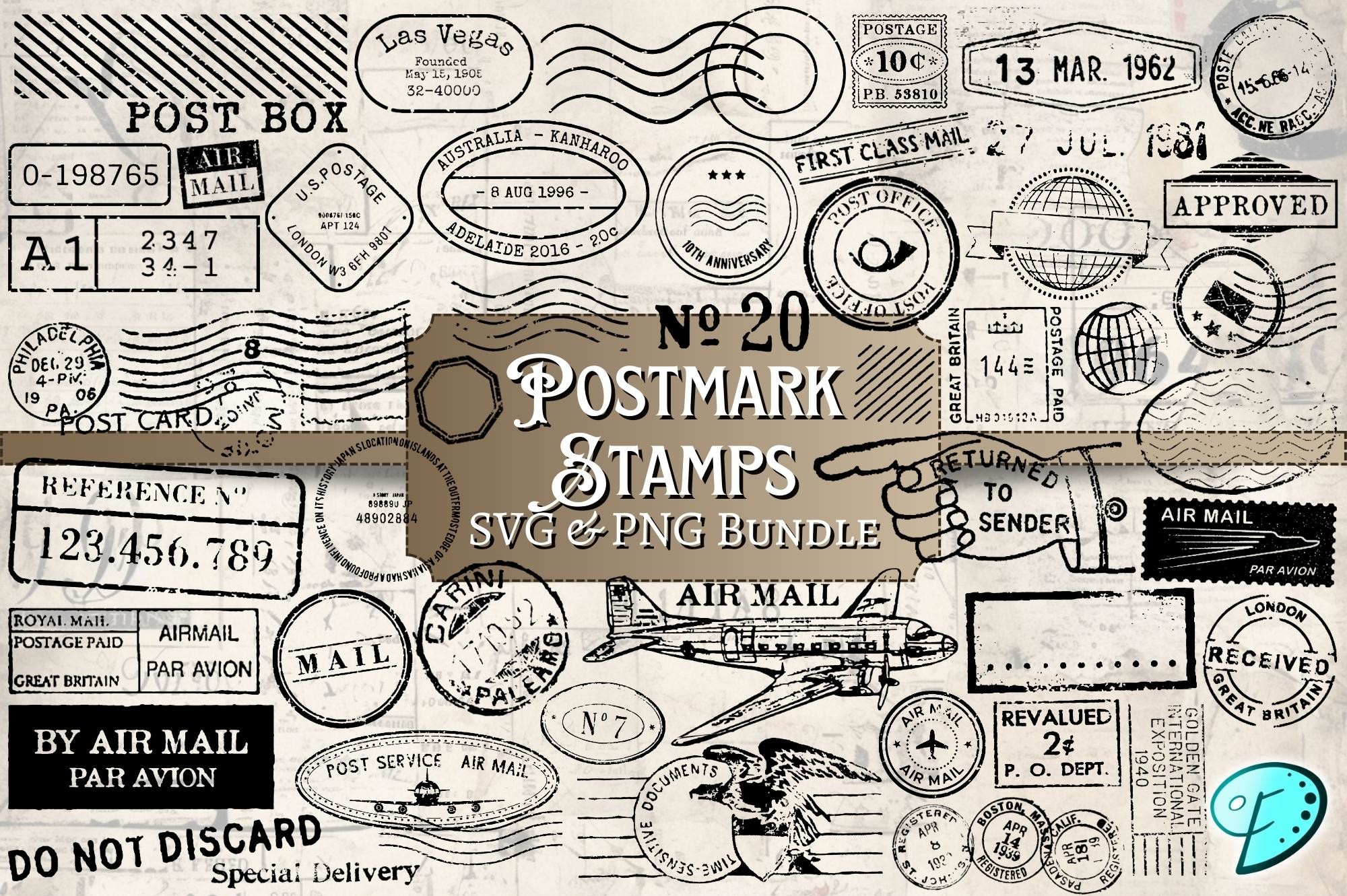 100 Postmark Stamps SVG and PNG Bundle