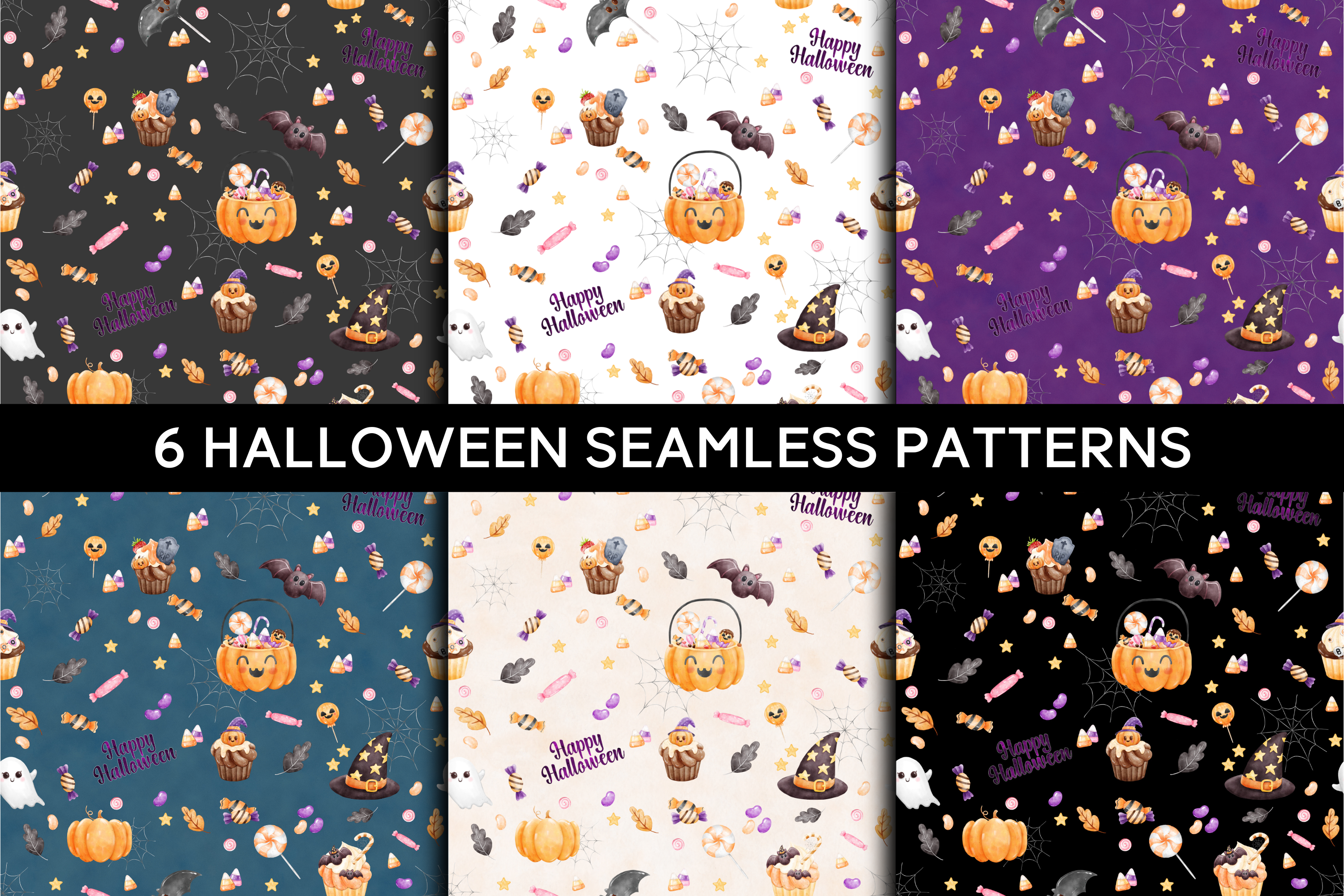 6 Halloween Seamless Patterns Graphic by Nic Means Business · Creative ...