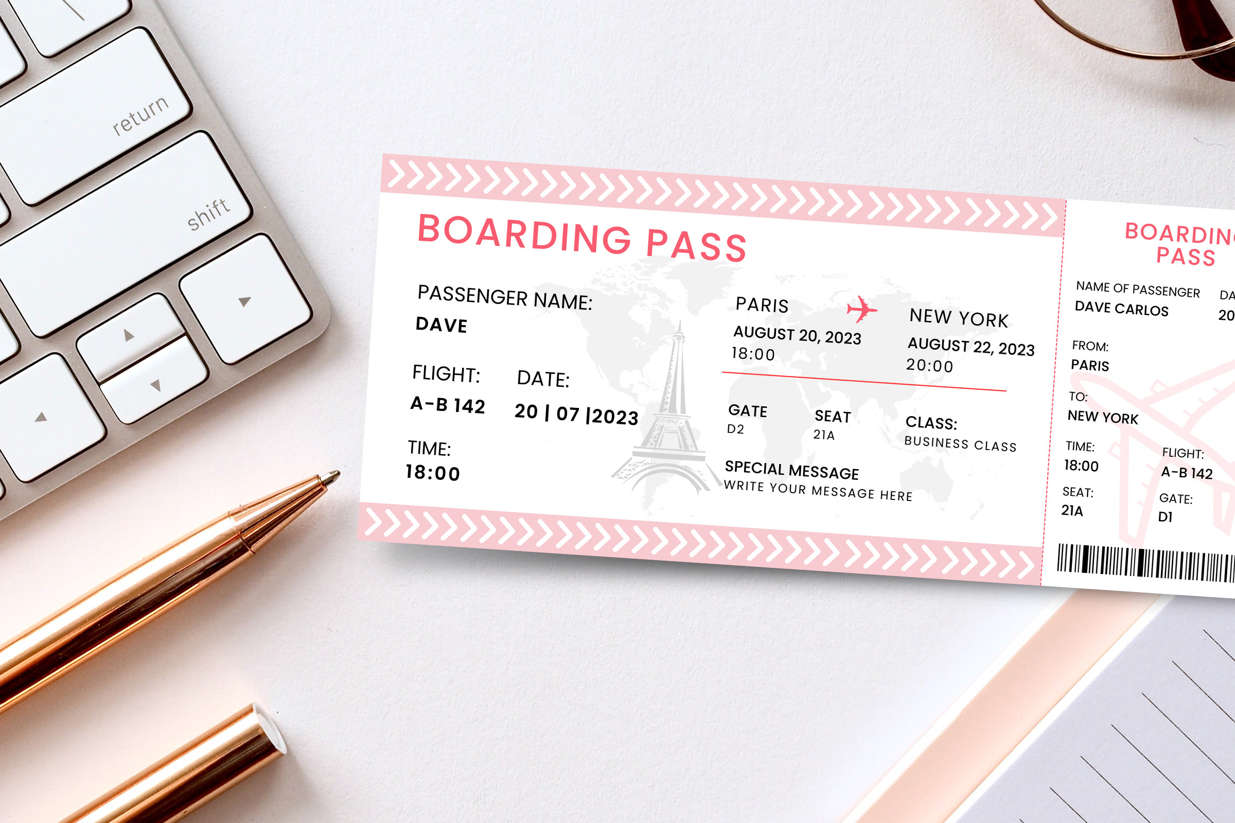 Editable Boarding Pass Template