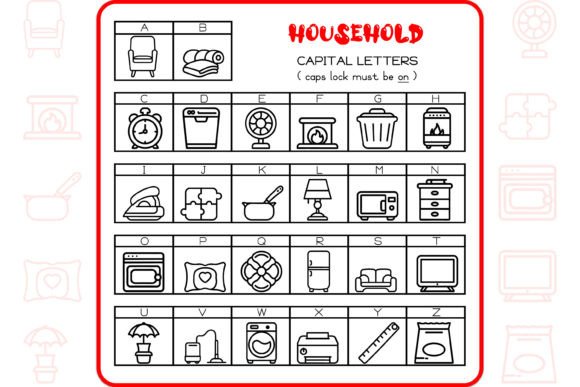 Household Alphabet Font PNG with transparent background - Preview 1