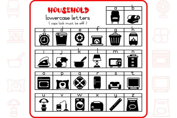 Household Alphabet Font PNG with transparent background - Preview 2