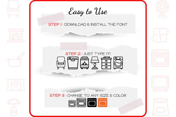 Household Alphabet Font PNG with transparent background - Preview 3