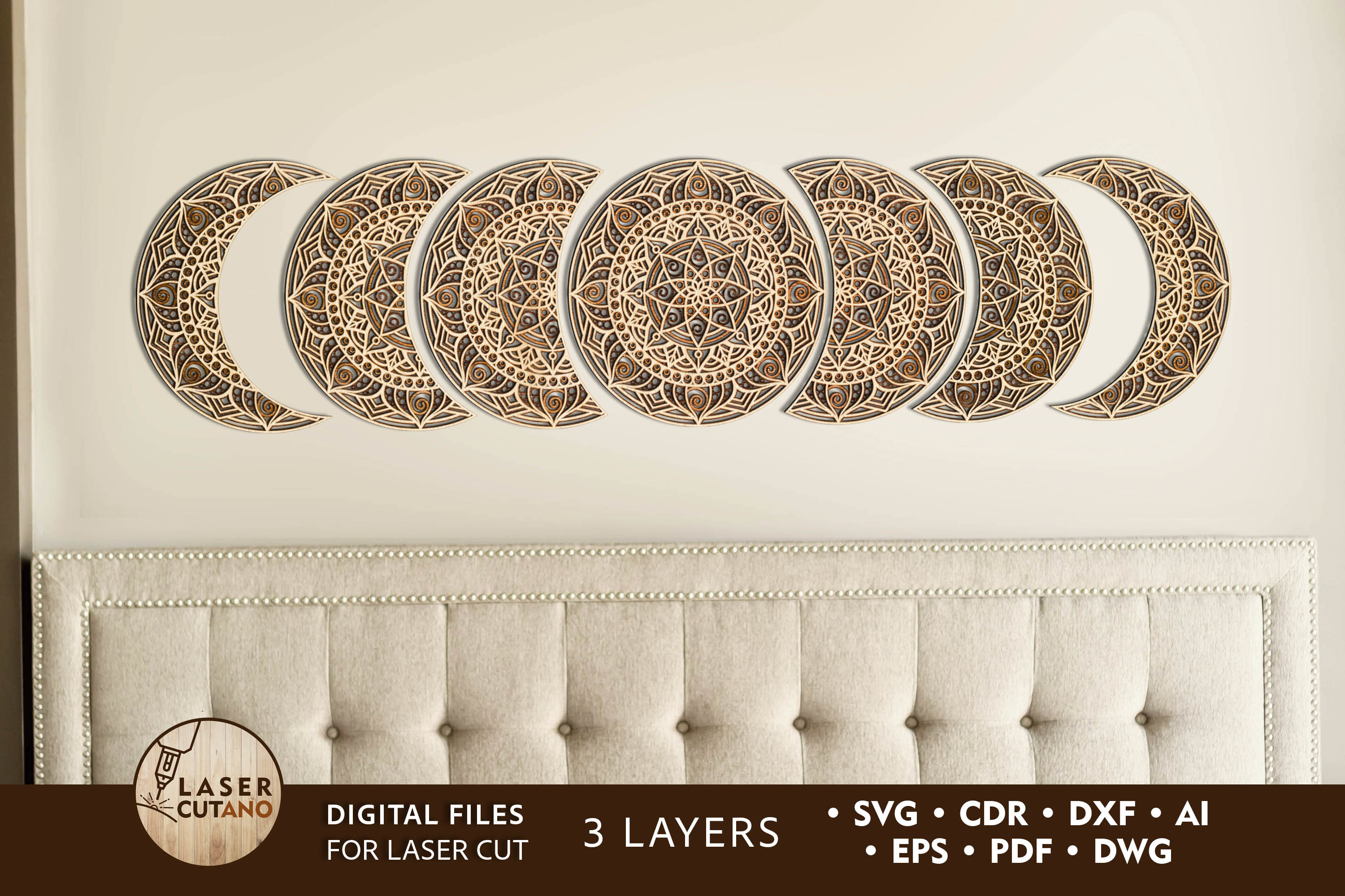 MOON PHASES 3D Multi-Layer Wall Art