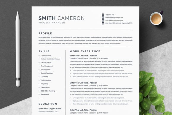Minimalist Word Resume / CV Template Gráfico Plantillas de Impresión Por ResumeInventor