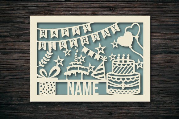 Personalized Birthday Card Paper Cut