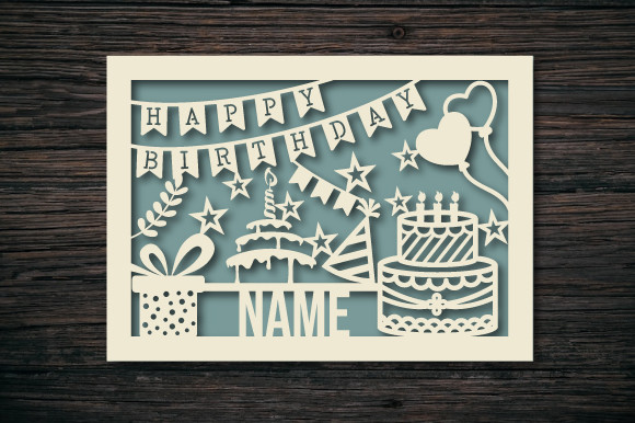 Personalized Birthday Card Paper Cut