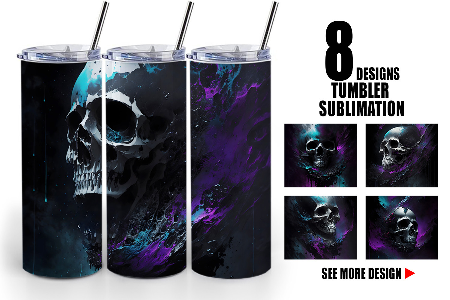 Tumbler 3D Skull Reaper in Space Graphic by Artnoy · Creative Fabrica