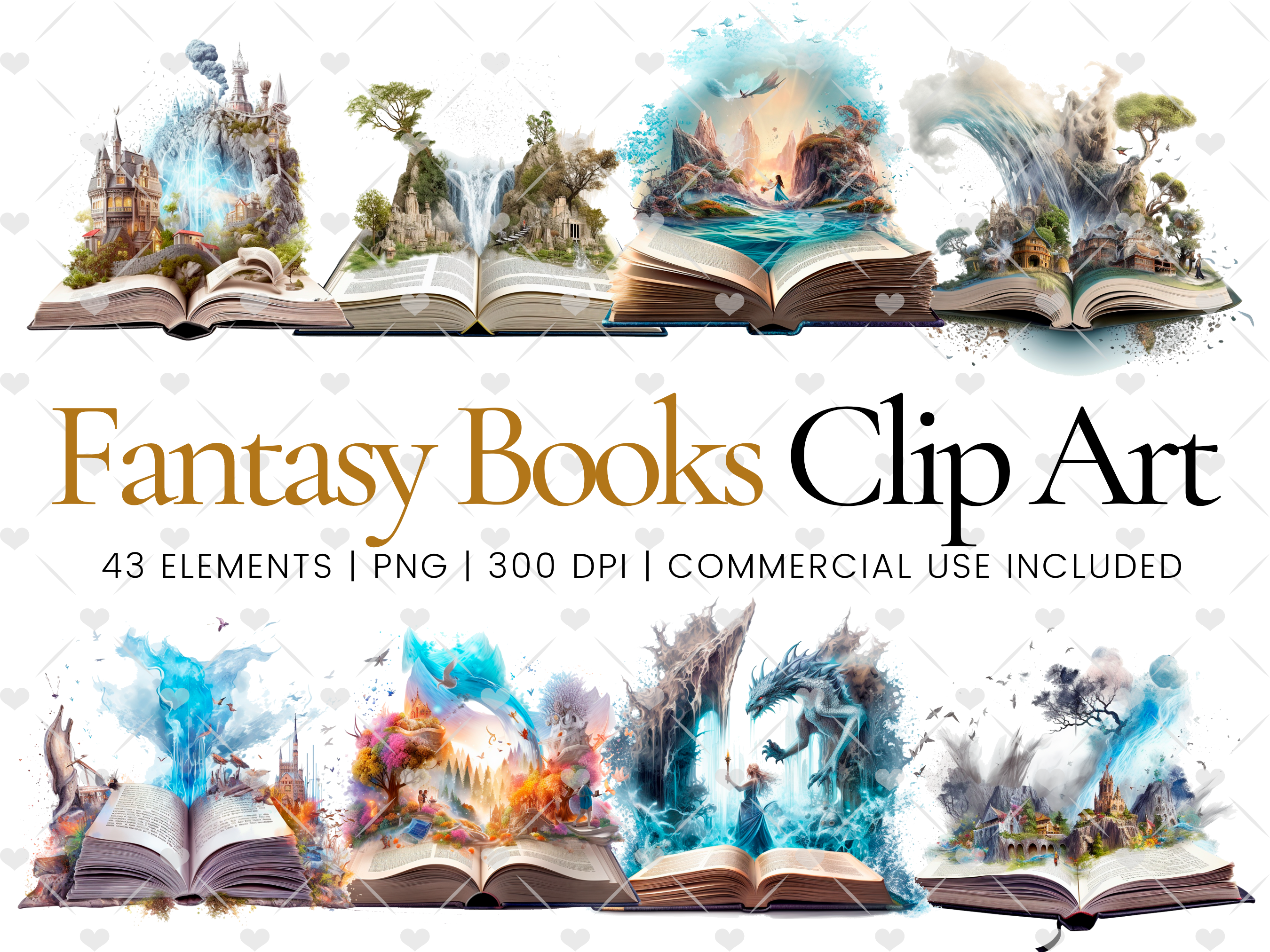 Watercolor Fantasy Book Bundle Graphic by Ikota Design · Creative Fabrica