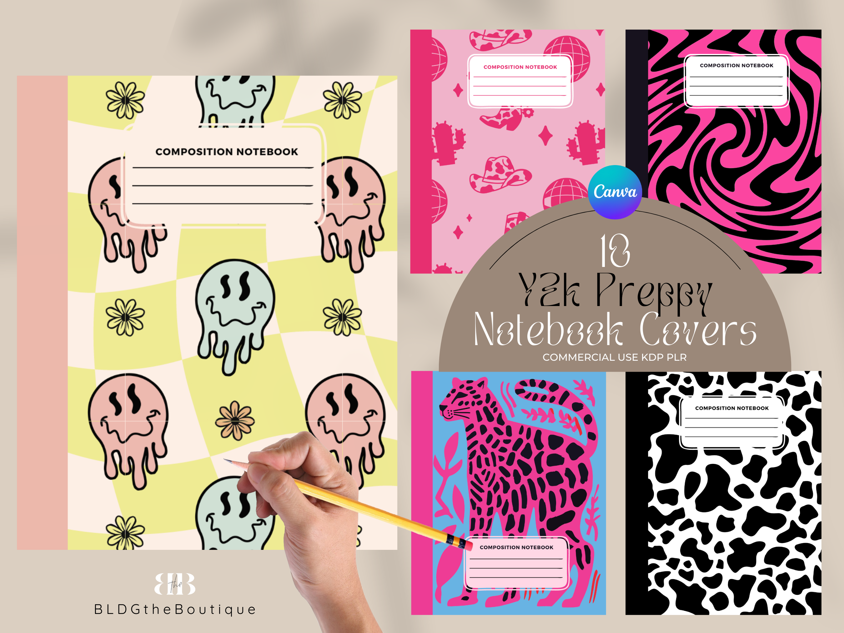 Y2k Preppy Composition Notebook Covers