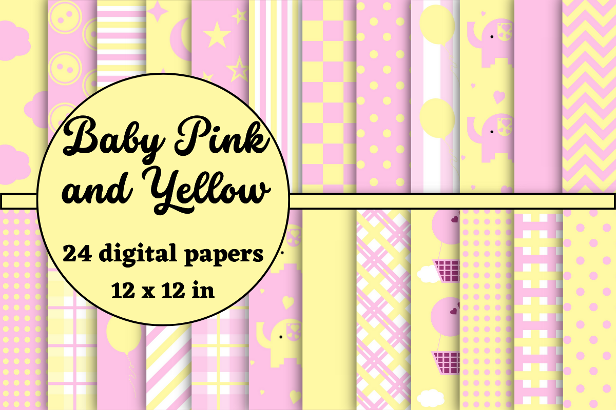 Baby Pink and Yellow Baby Digital Papers Graphic by lam designs ...