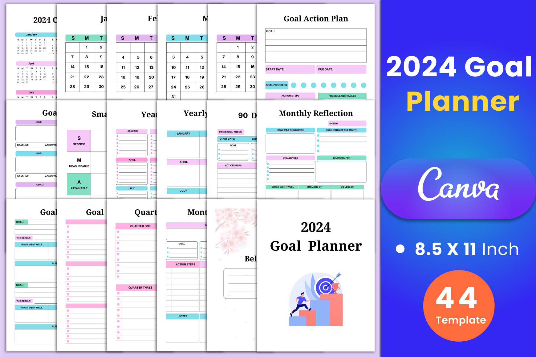2024 Goal Planner Canva Interior Graphic by munjixpro · Creative Fabrica