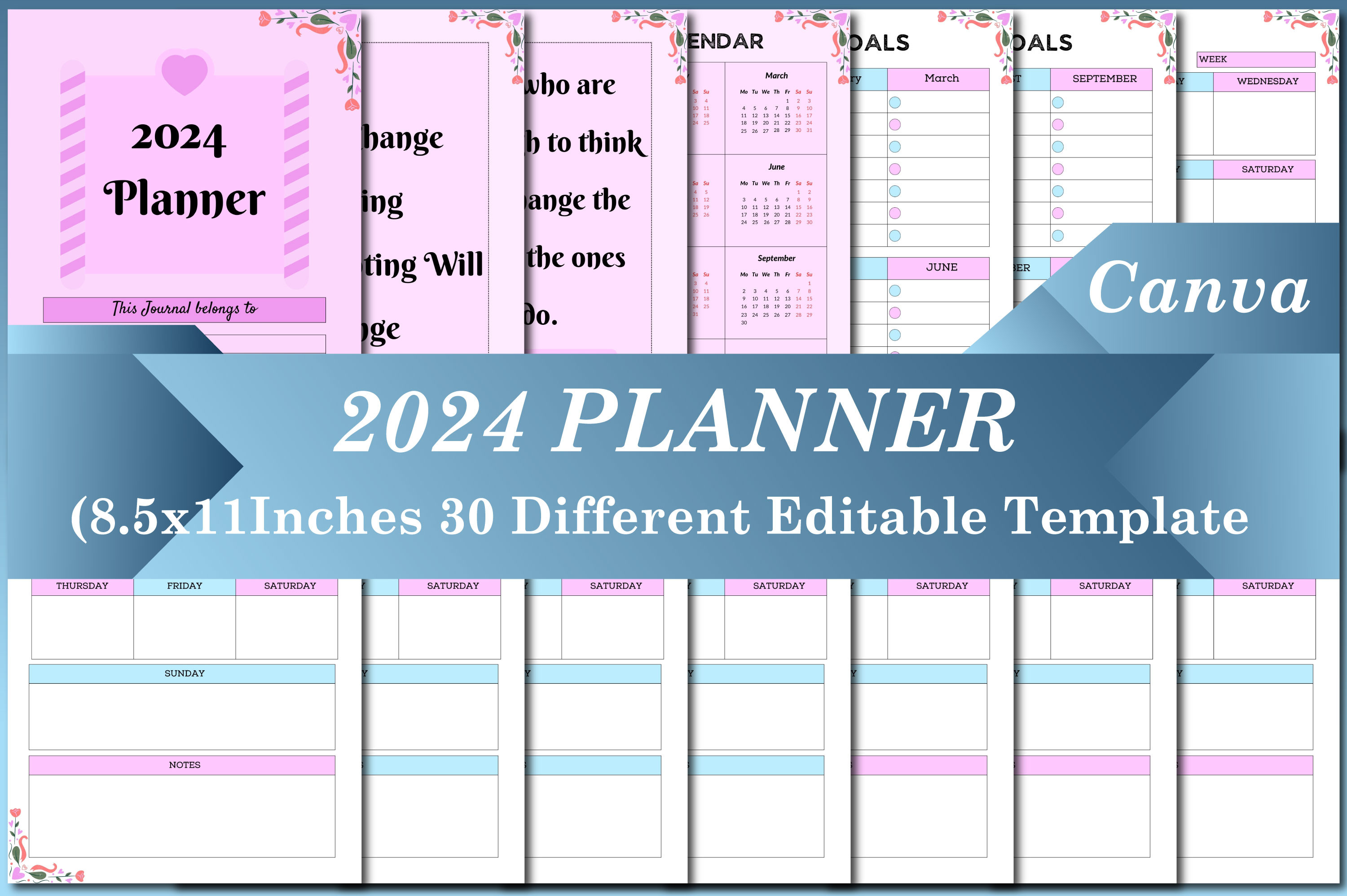 2024 PLANNER Canva Templates Graphic by KDPSQUAD · Creative Fabrica