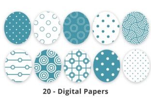 Boho Teal Blue Digital Paper Backgrounds Graphic by Lemon Paper Lab ...