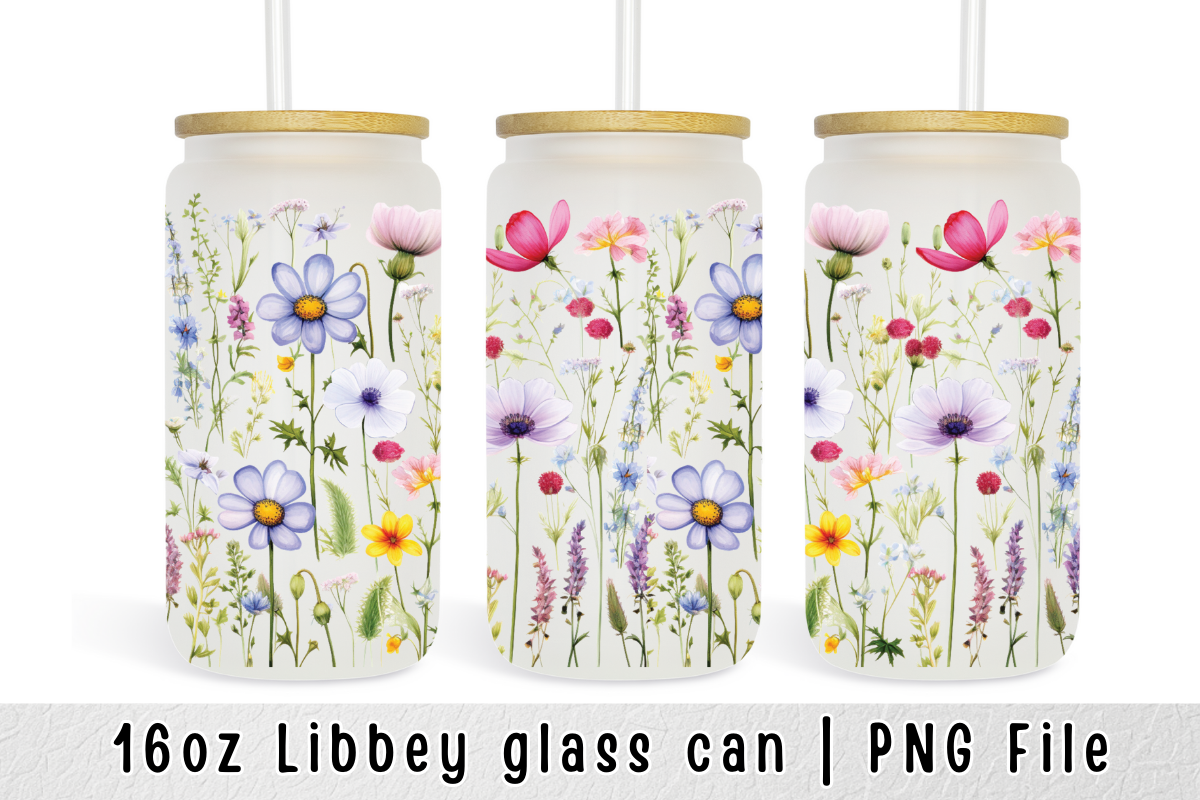 Flowers Glass Can Wraps Sublimation Graphic by sasikharn · Creative Fabrica