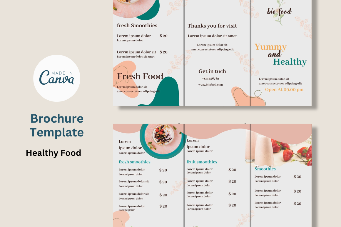 Healthy Food Canva Brochure Template