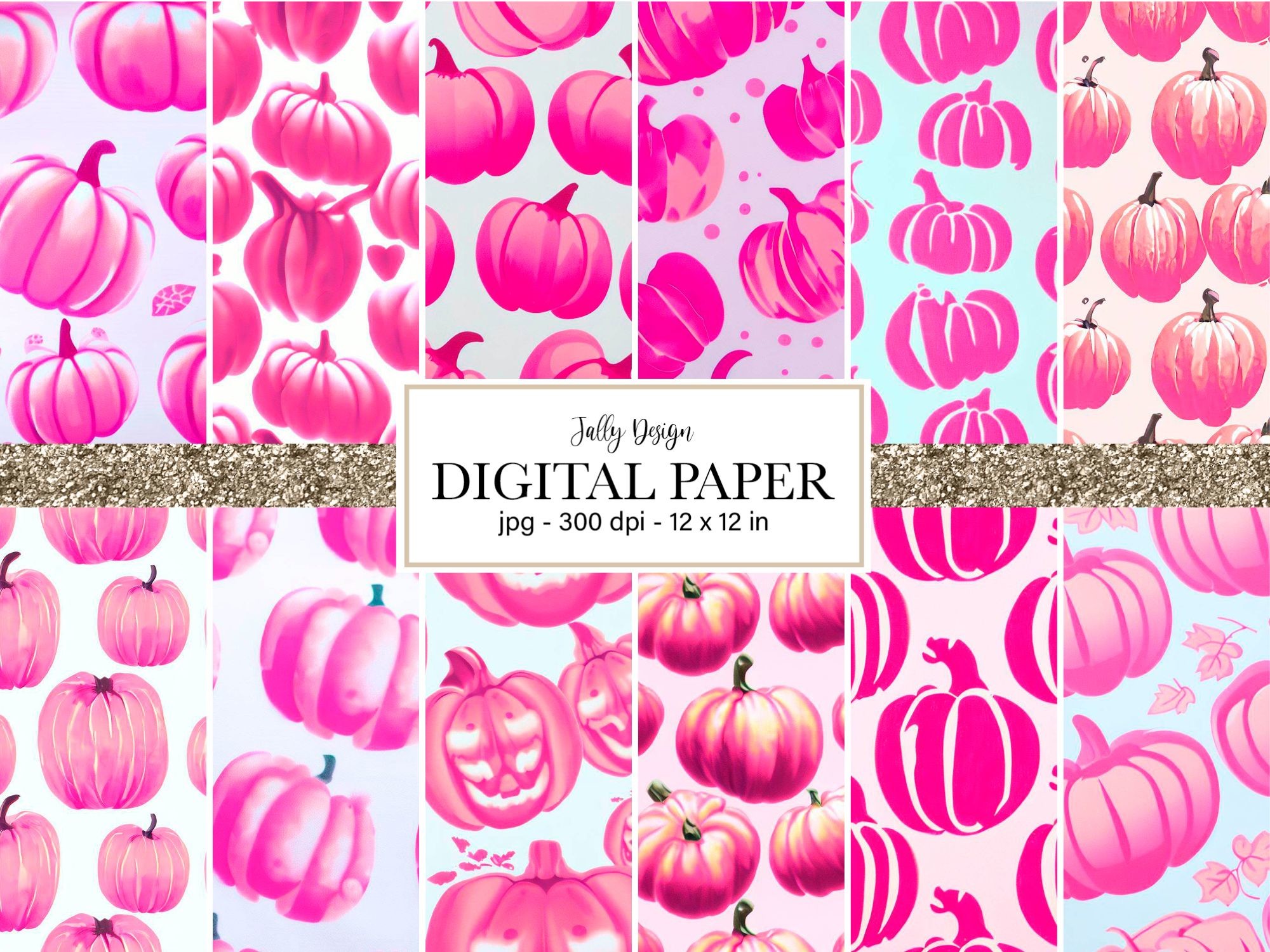Hot Pink Pumpkins Digital Paper Graphic by jallydesign · Creative Fabrica