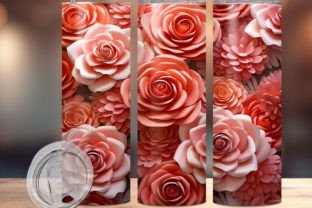 3D Red Rose Flower Tumbler Wrap Graphic by amofloride · Creative Fabrica