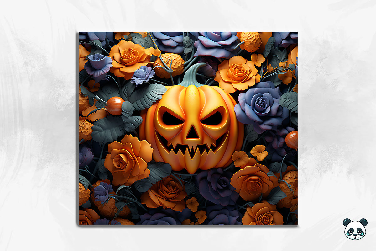 3D Spooky Pumpkin Tumbler Wrap PNG Graphic by Pandastic · Creative Fabrica