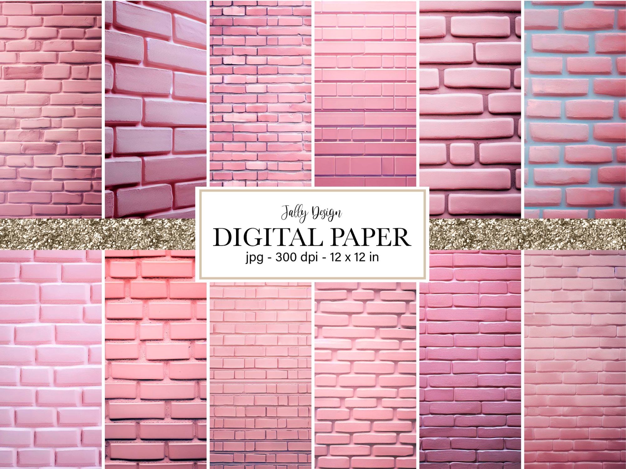Pink Brick Wall Digital Paper Graphic by jallydesign · Creative Fabrica