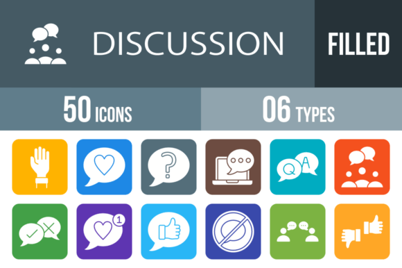 50 Discussion Filled Round Corner Icons Gráfico Ícones Por IconBunny