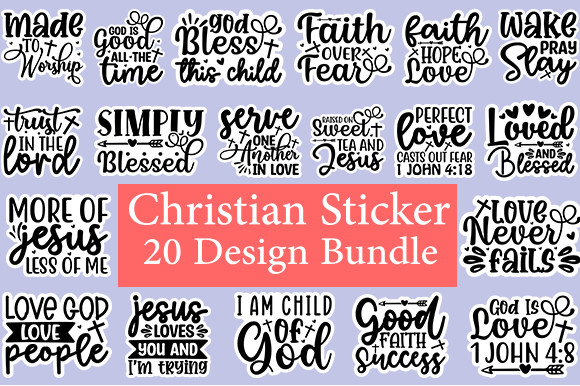 Christian Sticker Bundle Graphic by Dixie Rose2004 · Creative Fabrica